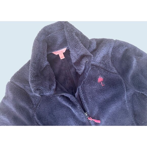 LILLY PULITZER Maddie Full ZIp Fleece Jacket Navy Blue Size Medium - Picture 5 of 7